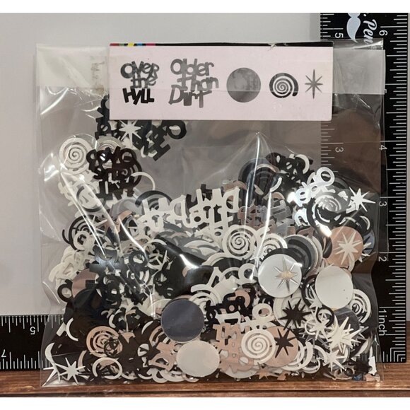 Over The Hill Birthday Confetti TABLE Scatter Black White Silver PARTY DECOR - Picture 2 of 2
